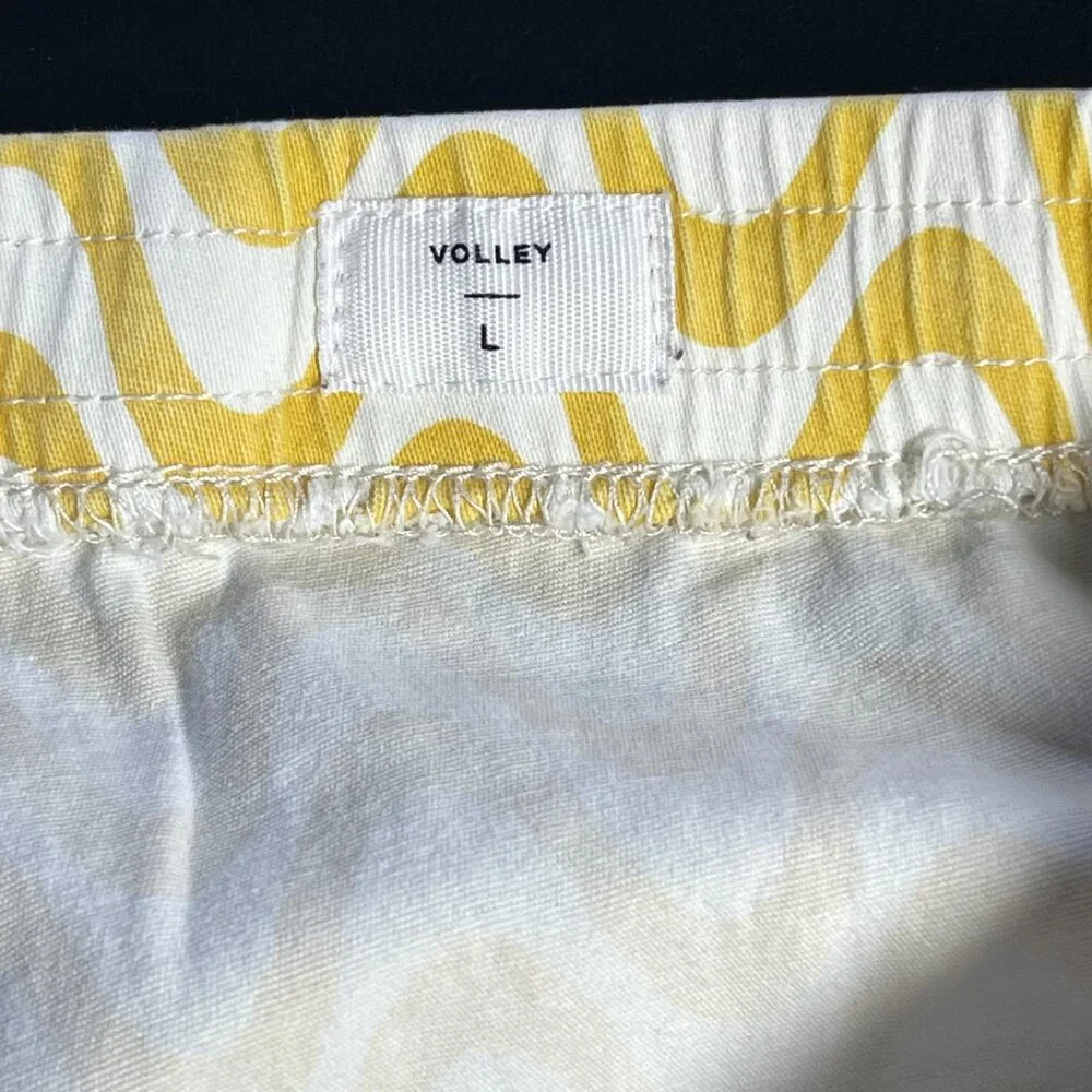 PacSun Mens Volley Shorts Yellow White Wave Print Size L - Picture 5 of 8